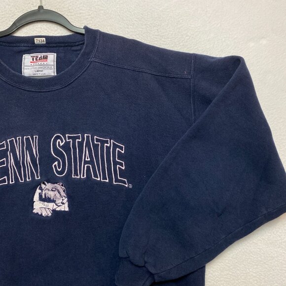 VINTAGE Penn State Nittany Lions Sweatshirt Mens L Blue Pullover Crewneck USA - Picture 2 of 10